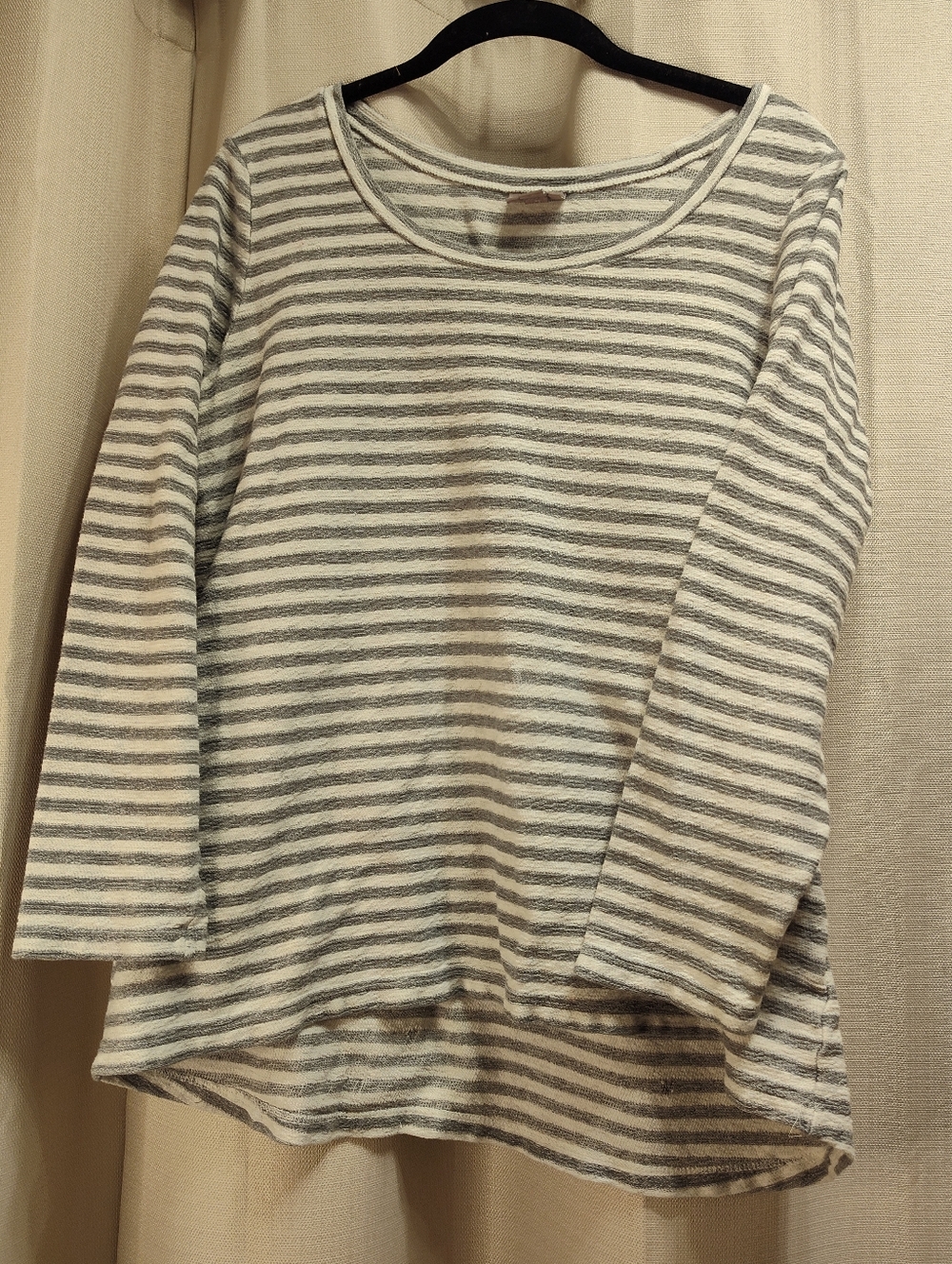 J. Jill Gray & White Striped Long-Sleeve Scoop Neck Top